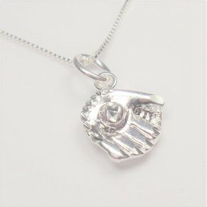 .925 SS BASEBALL SOFTBALL GLOVE WITH BALL NECKLACE